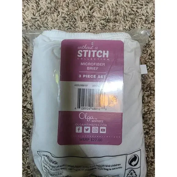 Olga Women's Without A Stitch 3 Pack Brief, Black/Toasted Almond/White, 2XL - Picture 2 of 4